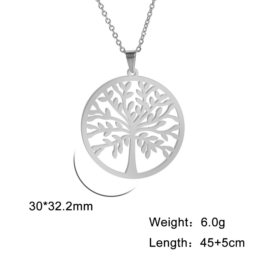 Pendentif arbre de vie collier acier inoxydable bijoux_voghion.com