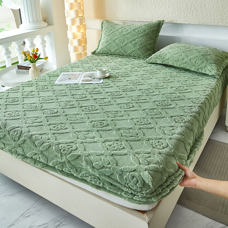 2024 новый стиль тафир пуховая кровать одиночный молочный коралловый пуховый покрывало чехол для матрасов зимой