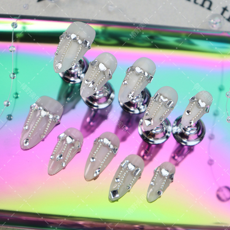 New Retro Chinese Style Wear Armor Pile Beads Diamond Chain Pendant Ice Milk Color High Grade White Wedding Armor Bride Manicure Guangdong