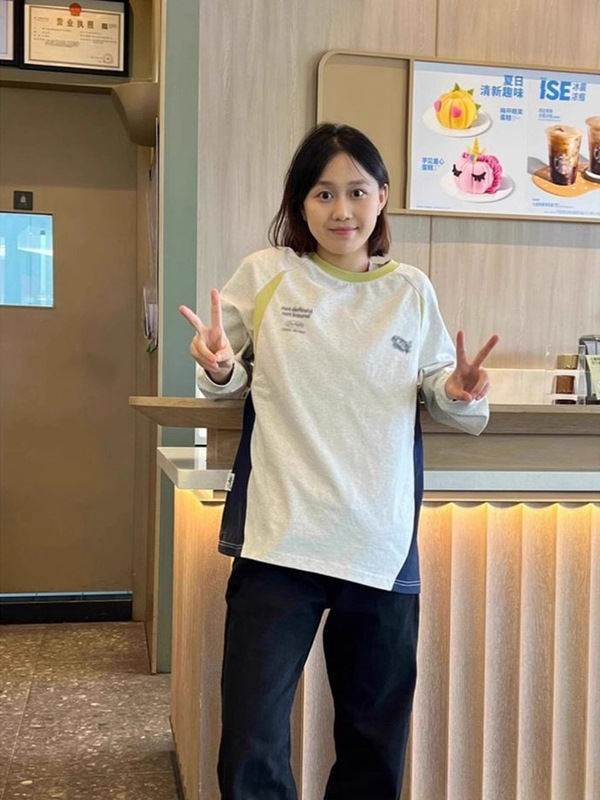 美式复古拼色印花长袖t恤女春季新款设计感小众宽松休闲百搭上衣|undefined