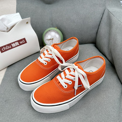 Women's Spring and Summer Low-Top Canvas Shoes, Student Style, Ins Korean Version, Orange, Versatile Low-Top, Trendy Casual Skate Shoes