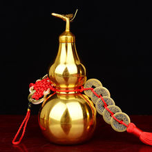 铜葫芦摆件纯铜挂件铜钱客厅玄关电视柜装饰品乔迁礼物