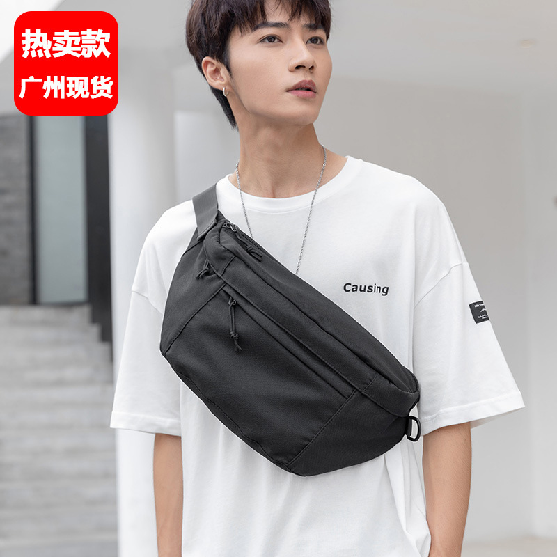 Men's Crossbody Bag Men's Trendy Brand Casual Cross-bag Japanese Style All-match Large Capacity Hong Kong Style Street Chest Bag Men's Waist Bag