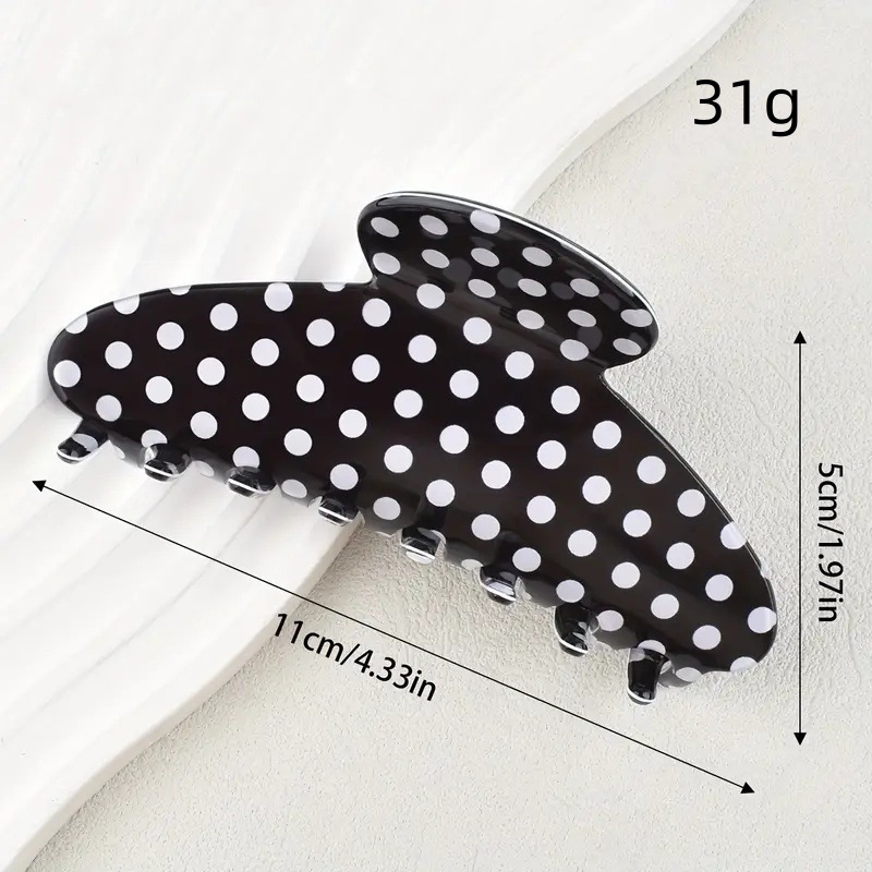 66g Weight Hair Clip, Hair Claws Hair Accessories Type Sweet Women's Semicircle Polka Dots Horse PVC Hair Clip Hair Claws