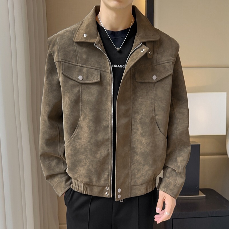 2026 Spring and Autumn Jackets Men's Casual Jackets Couple Style Trendy Brand Retro Versatile Fleece-Lined Stand Collar Jackets