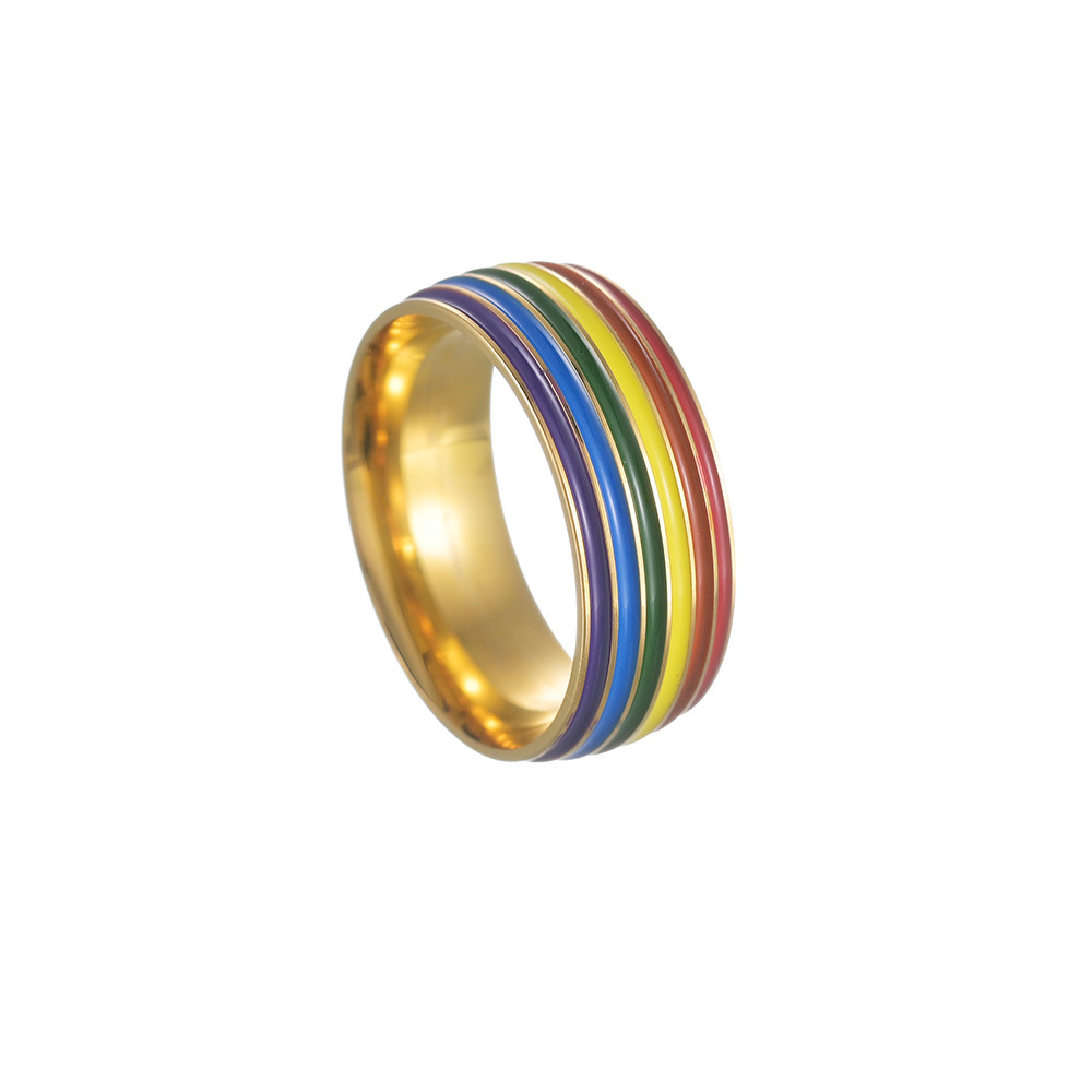 Fashion Round Rainbow Stainless Steel Rings Stainless Steel Rings