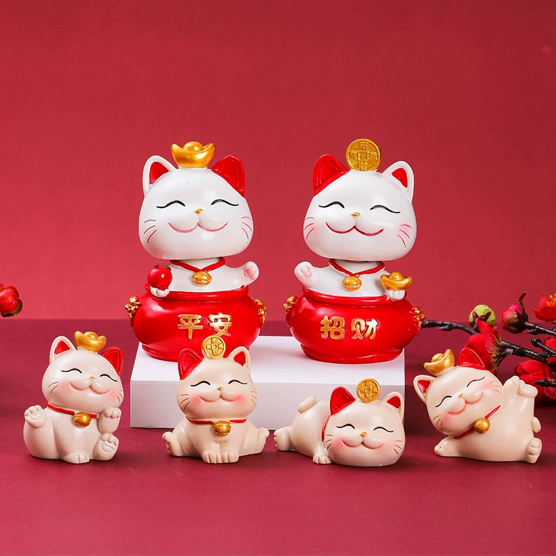 Настольное украшение «Счастливый кот», милый мультяшный декор для офиса, высококачественные изделия из смолы, креативное маленькое украшение, новинка