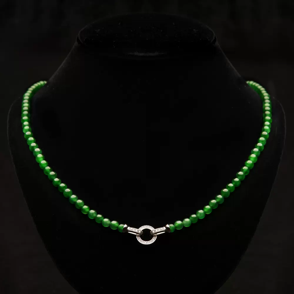 加工定制天然A货翡翠珠串散珠圆珠项链手串珠链5mm冰种阳绿小米珠