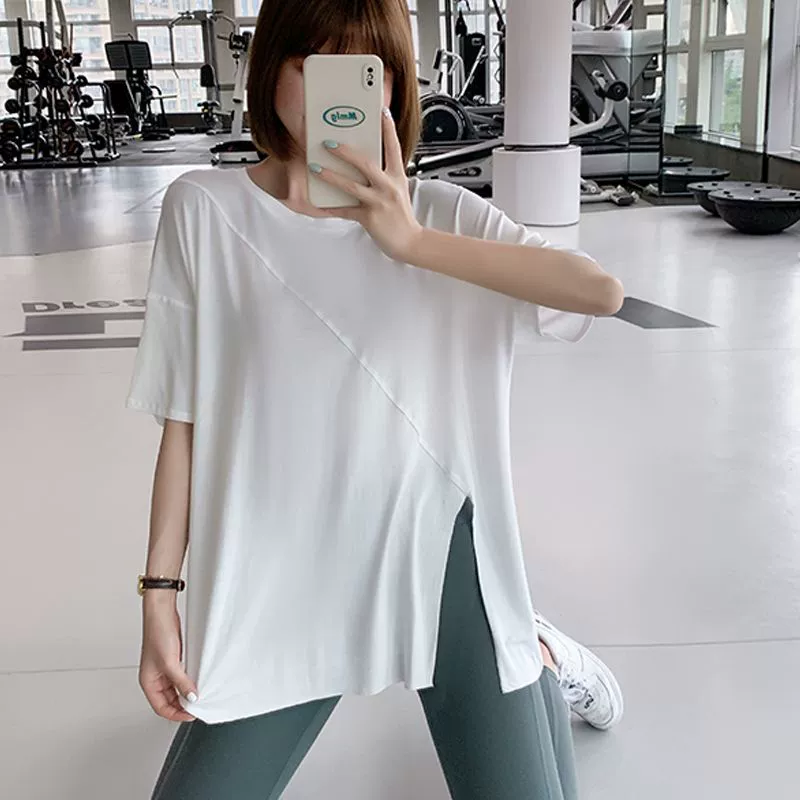 Индивидуальный пошив: летняя тонкая спортивная футболка с коротким рукавом для йоги, фитнеса и бега, свободного кроя, быстросохнущая, больших размеров.