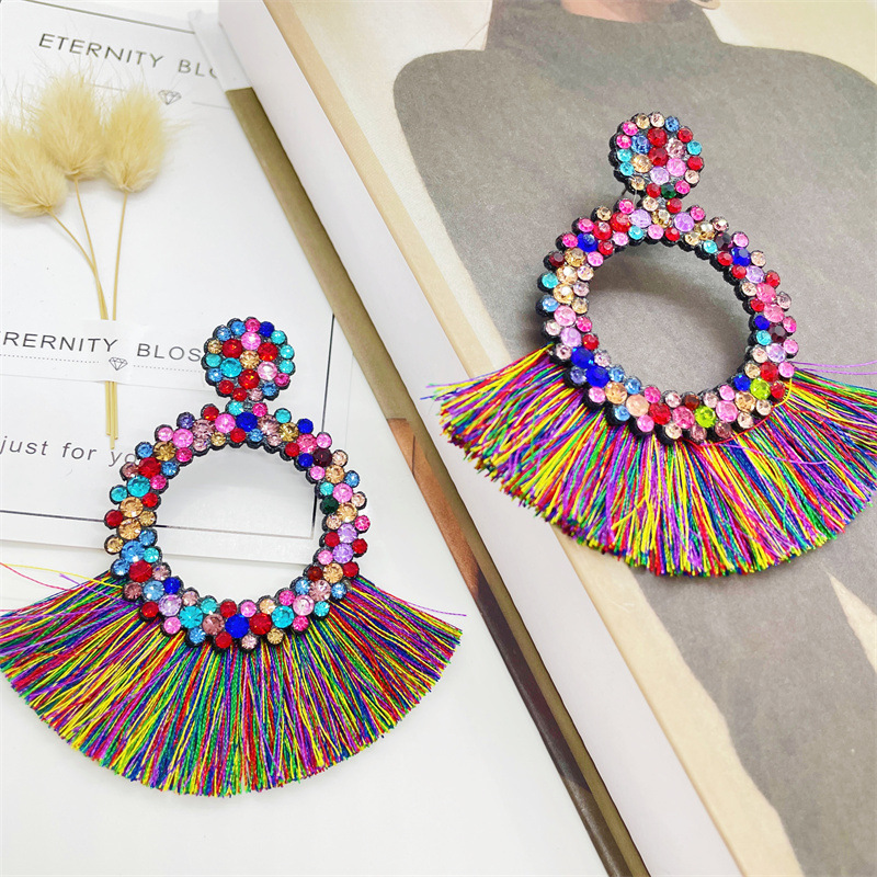 14g Weight Drop Earrings Classification Exaggerated Geometric Seed Bead Tassel Women's Drop Earrings
