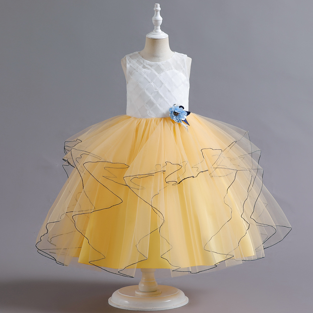 Liquidación transfronteriza nuevos niños vestido de princesa vestido de las niñas vestido de rendimiento de piano largo pettiskirt en stock al por mayor