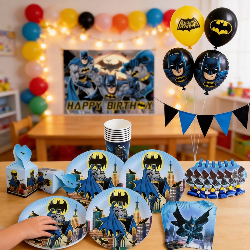 Cross-Border Halloween Bat Theme Birthday Party Paper Plate Paper Cup Paper Towel Knife Fork Spoon Party Decoration Tableware Set