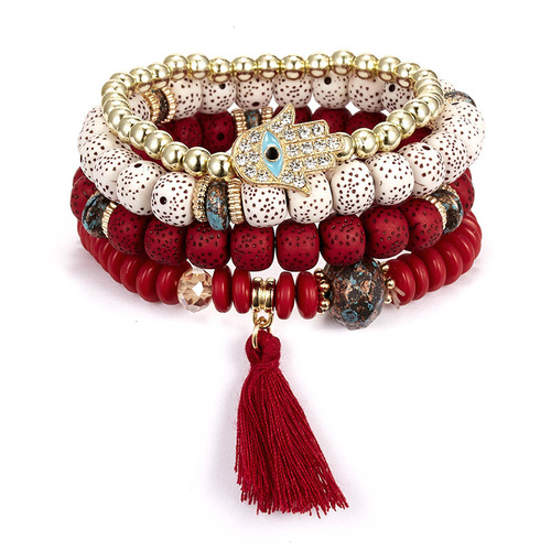 Nepalese Bodhi Bead Bracelet with Ethnic Style Multi-layered Bracelet, Tibetan Tourist Personal Wholesale Beaded Tassel Earrings with Drop Shipping