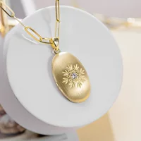 Чистое 14K золото кулон флип-альбом матовая Снежинка животное инкрустированные драгоценными камнями ожерелье золотые украшения 11822