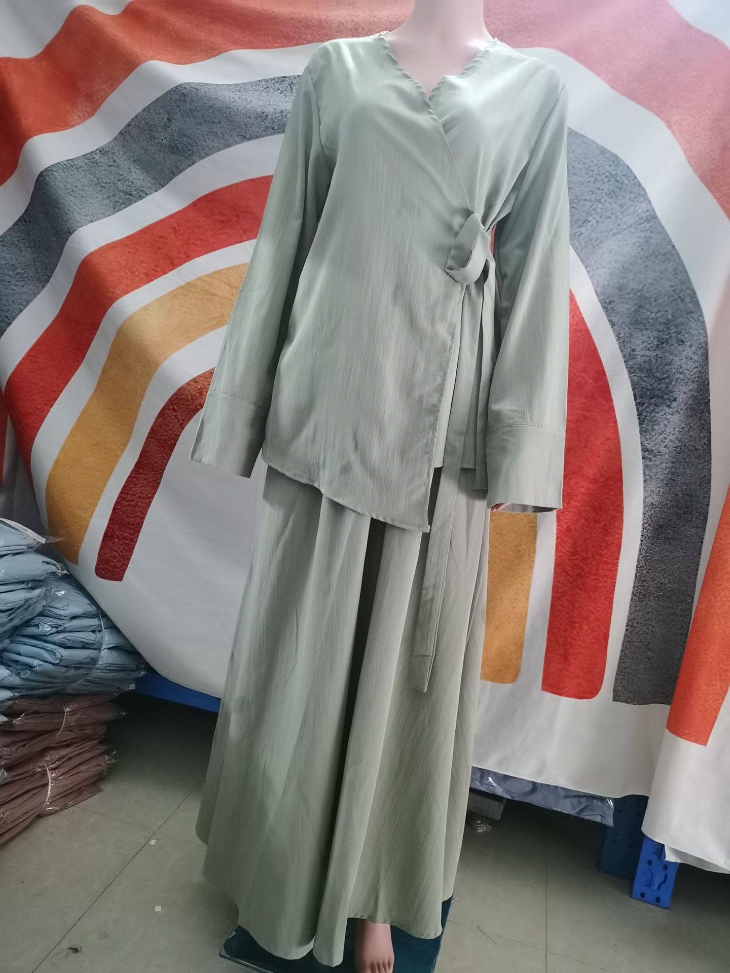 Muslim Dress Women's Open-front Shirt Dress Plus-size Casual Set_voghion.com