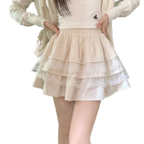 Ballet style white cake skirt skirt for women spring and summer fluffy skirt for small a-line short skirt lace lace skirt