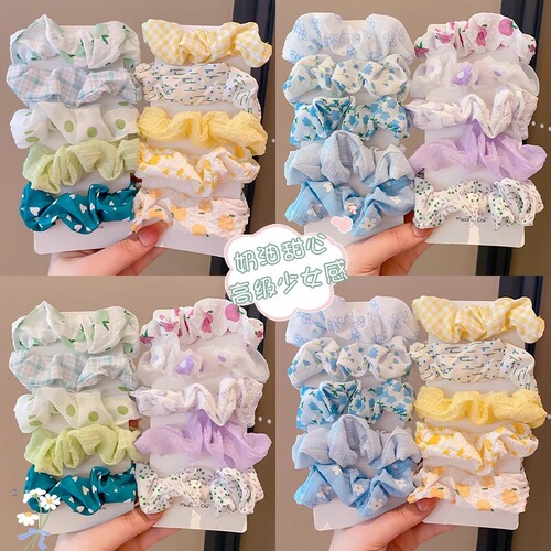 French-style gentle and cute large intestine hair tie for women, Korean high-end large intestine hair tie with high elasticity elastic band hair accessory