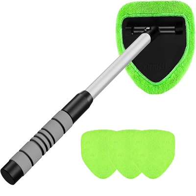 Rod Car Window Brush – Car cleaning tools - 4-cloth-covers-1-set-of-b-style