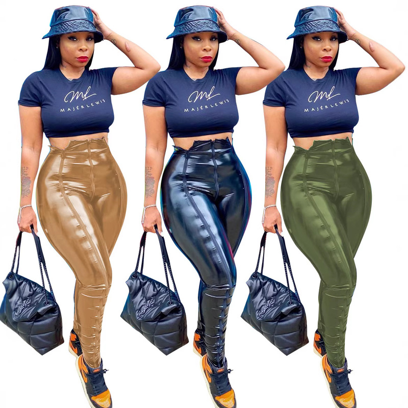 5373 Cross-Border Women's Tight-Fitting Pu Leather Pants, New Autumn and Winter Style, Slim Fit, Leg-Lengthening, Slimming, Fashionable, Casual, Versatile 5373 Cross-Border Women's Tight-Fitting Pu Leather Pants, New Autumn and Winter Style, Slim Fit, Leg-Lengthening, Slimming, Fashionable, Casual, Versatile
