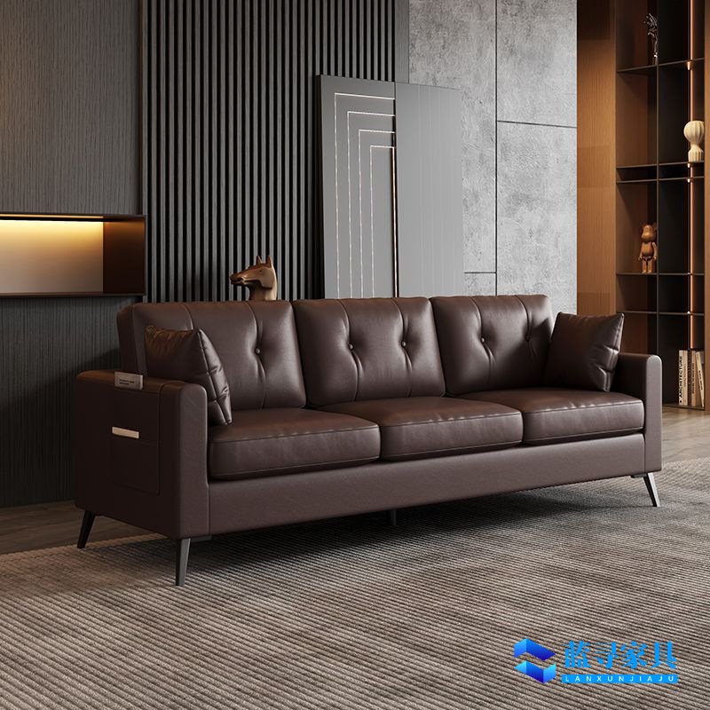 Two-Person Sofa Rental House Small Apartment Living Room Small Apartment Clothing Store Home Simple Bedroom Three-Person Leather Sofa