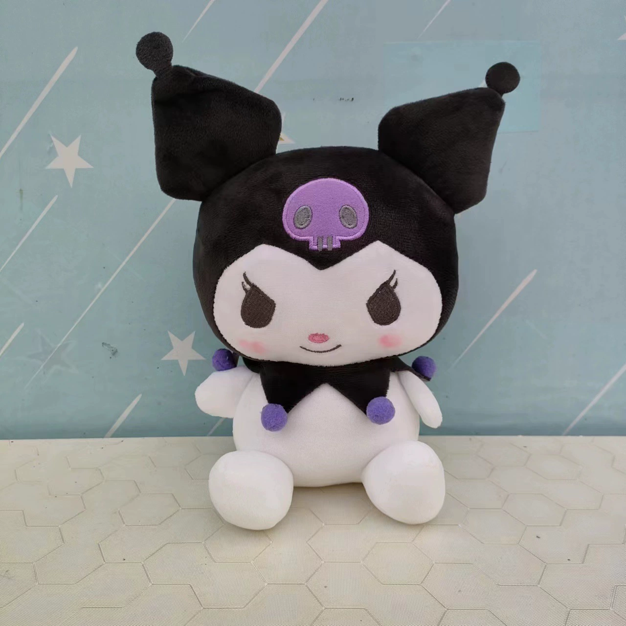 Cute little devil plush toy Kuromi figurine cartoon doll ornament Lolita princess dress doll