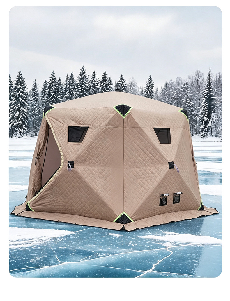 Wholesale in-stock ice fishing tent, thickened and warm, large hexagonal, easy to set up, multi-person outdoor camping winter tent