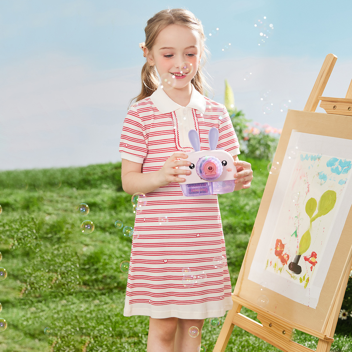 Ropa infantil LAVI, novedad de verano, vestido a rayas para niñas, vestido tipo Polo, vestido informal de línea A para niños medianos y grandes, vestido largo