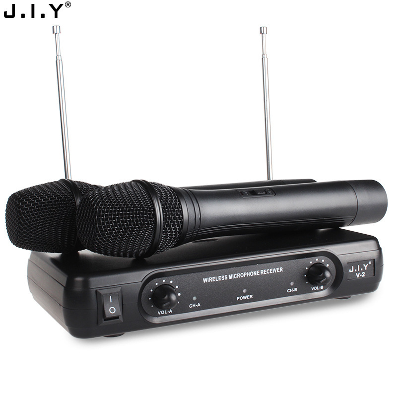 JIY ワイヤレスマイク 1対2 パワーアンプマイク カラオケ テレビ パソコン ステージスピーカー KTVマイク カラオケ専用|undefined