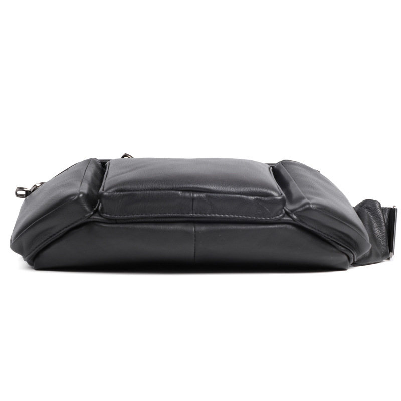 Túi đeo chéo nam da bò lớp đầu tiên, túi đeo ngực dung tích lớn chống trộm 17×7×13 cm — Màu đen chi tiết 11