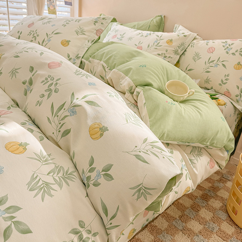 Cama de algodón de cuatro piezas, algodón puro 2025, nueva sábanas domésticas, cama de cama de dormitorio de cuatro estaciones, tres