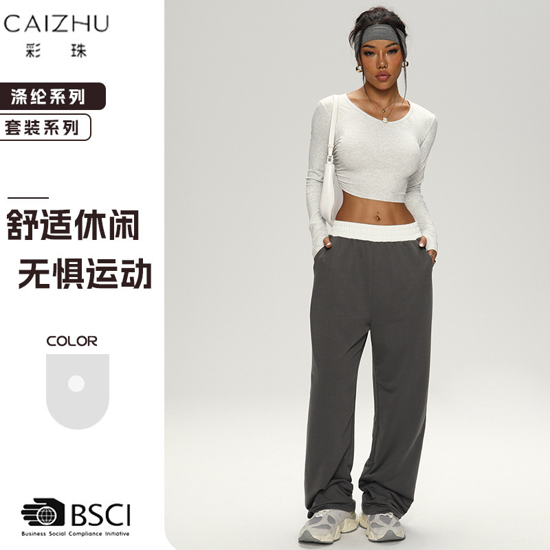 欧美新款露背桃心瑜伽上衣气质修身运动健身长袖T恤瑜伽服女套装|undefined