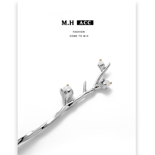 Original Flower Branch Moonlight Opal Hairpin for Women, Niche Design, High-End Elegance, Elegant Hair Accessories, Metal Updo Styler, Trendy Chinese-Style Hair Ornament