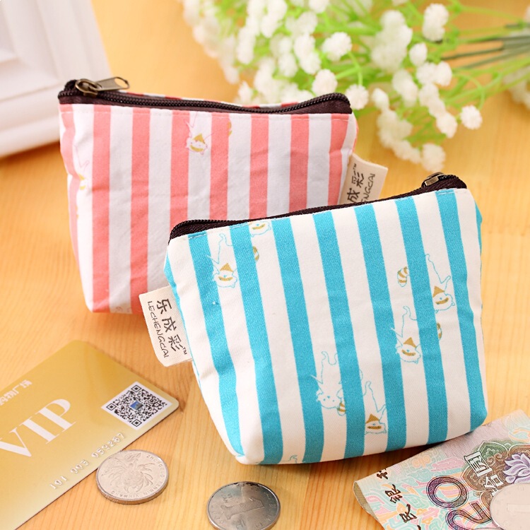Bojin Bags and Luggage, Wholesale in Stock, Supports Processing, Lechengcai Striped Cotton Coin Purse