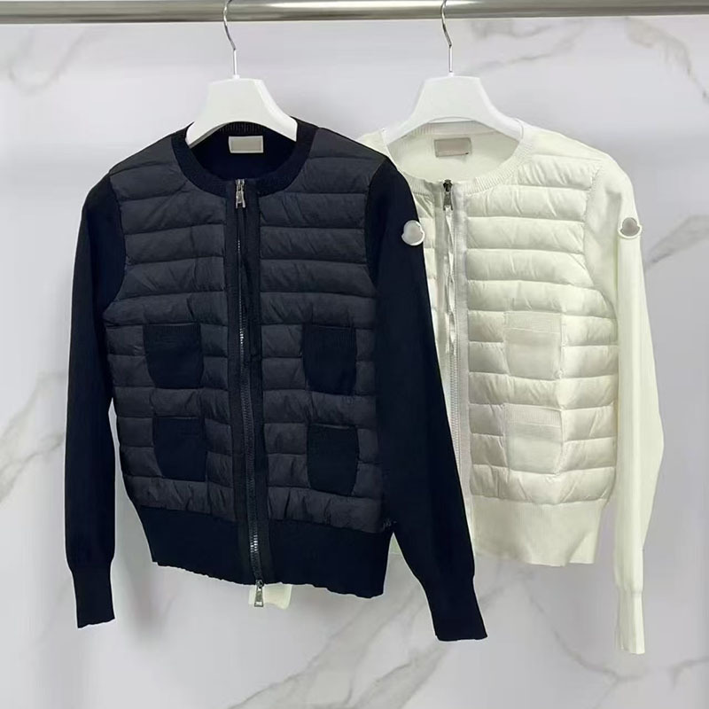 M Brand Spring and Autumn Women's Lightweight Round-Neck Knit Sweater with Wool Knit and down Jacket, Slim-Fit European-Style Coat
