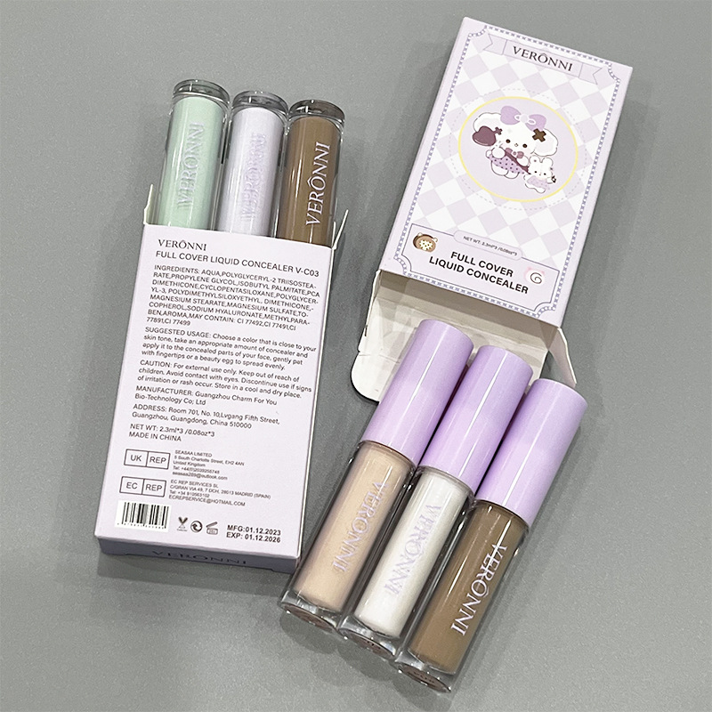 Beauty face cover spot concealer long-lasting natural tattoo concealer eye body concealer 3 PCs suit