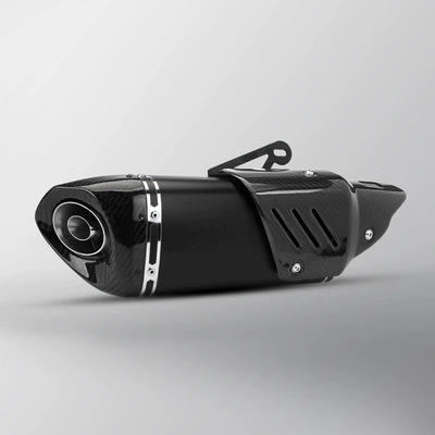 tail exhaust tail section, Motorcycle exhaust pipe - black-real-carbon-head-real-carbon-cover