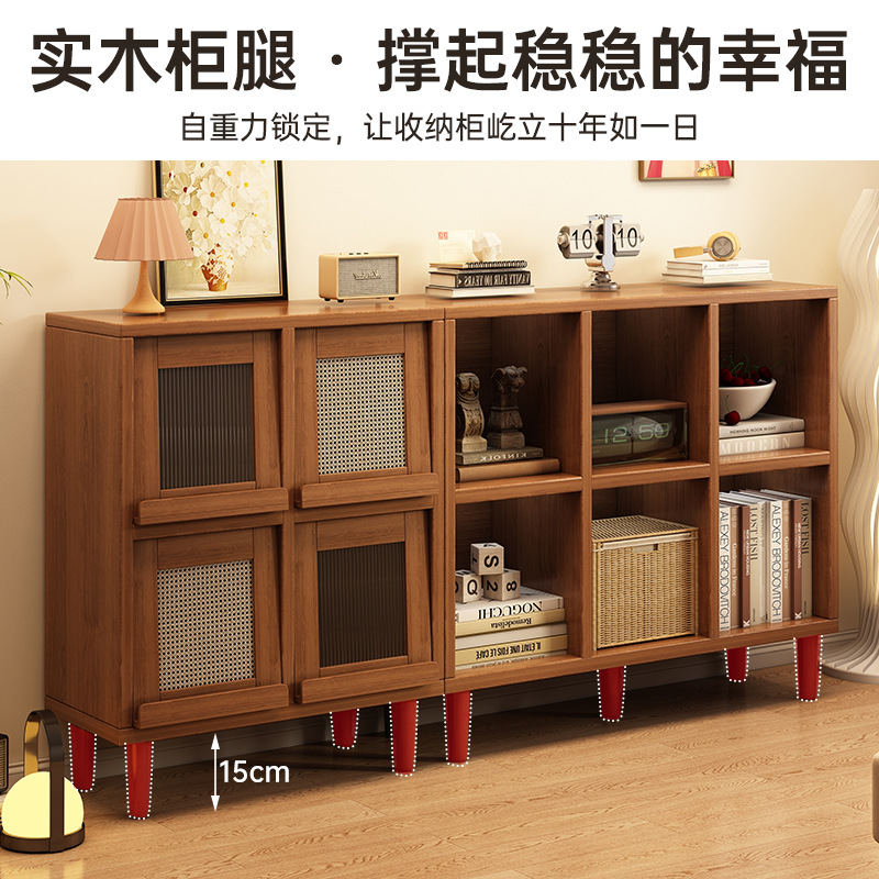 Gabinete de comedor de madera sólida sala de estar gabinete de té gabinete de almacenamiento gabinete de rejilla de color nuez gabinete de sofá gabinete contra la pared armario de piso