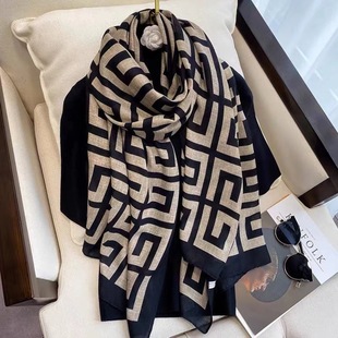 2023 live broadcast Korean style printed cotton and linen scarf spring, summer, autumn and winter warm scarf long scarf shawl