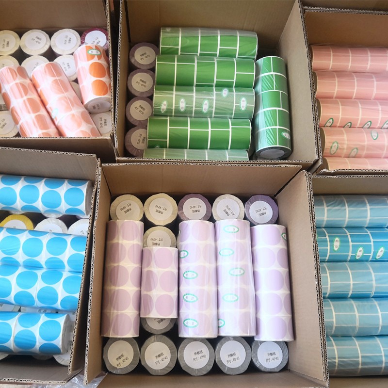 El tamaño de litros de color Ailey auténtico tres etiquetas adhesivas sensibles al calor papel de impresión de código de barras púrpura etiqueta de precio pegatinas image 4