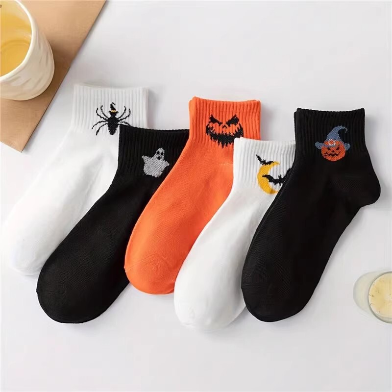 Pure Cotton Socks for Men, Popular Cross-Border Style, Unique and Fun Couple Socks, Sweat-Absorbent Casual Socks, Halloween Socks, Versatile Casual Socks