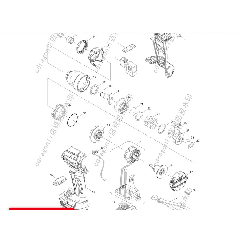 MAKITA日本牧田DTD137充电起子机原装配件转子/齿轮/碳刷/头壳