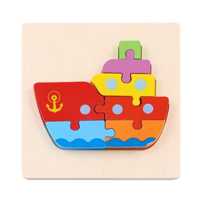 Rompecabezas para niños desarrollo de inteligencia educación temprana 3D de madera tridimensional bebé 1-2 años medio niños y niñas 6 juguetes educativos