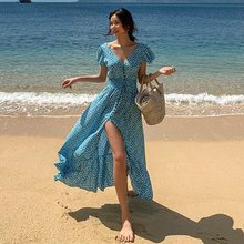 沙滩裙超仙巴厘岛露背度假裙ins超火三亚海边度假长裙连衣裙女