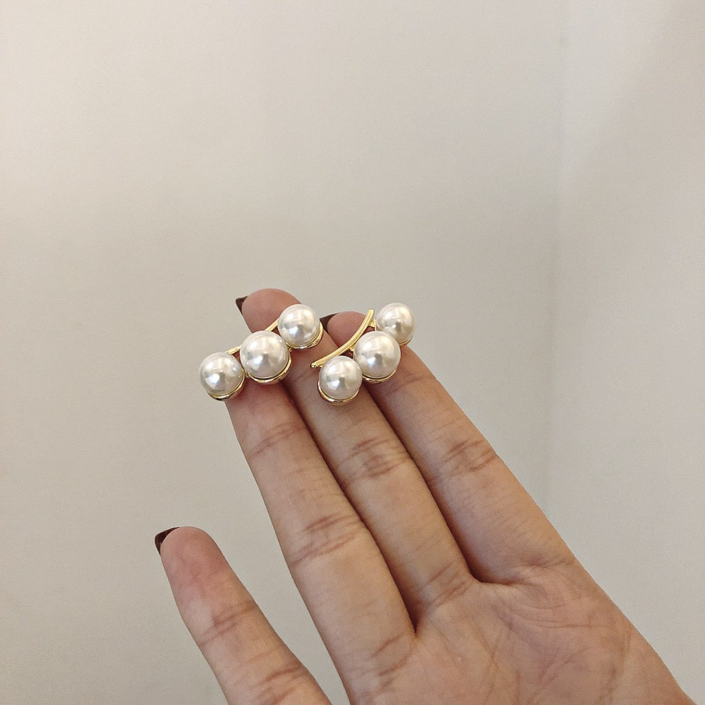 Fashion Geometric Alloy Plating Artificial Pearls Ear Studs