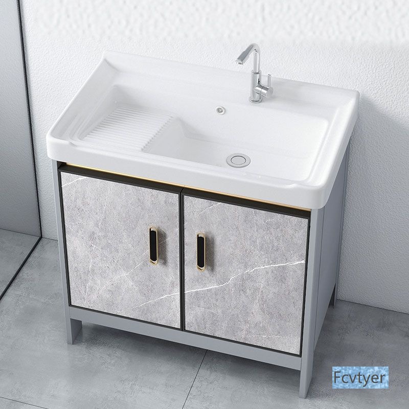 Miora Basin Washboard Ceramic Balcony with Pool Space Aluminum Laundry Cabinet Floor-Standing Bathroom Cabinet Combination Sink