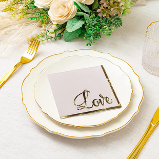 Anyou Pink Wedding Love Bronzing Napkin Printed Tissue Hotel Table Decoration Pure Wood Pulp Fresh Tissue