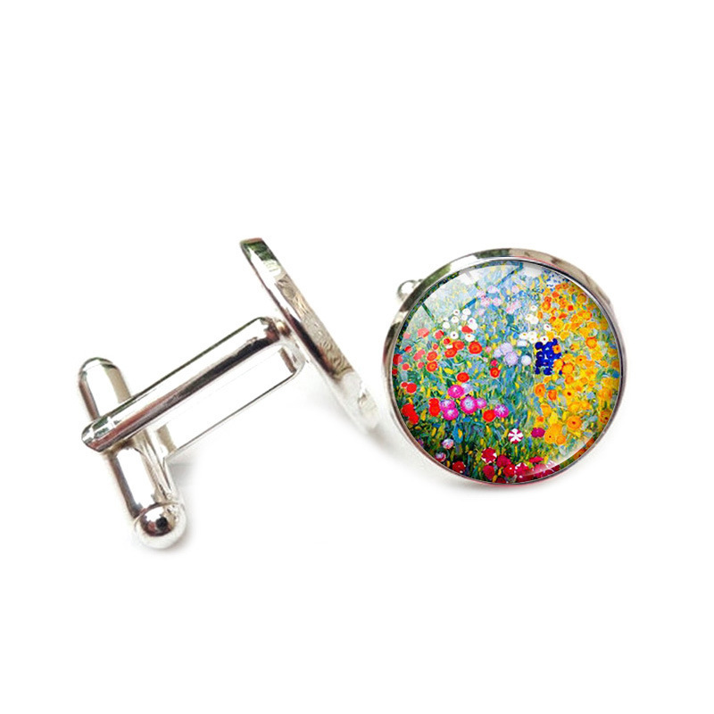 10g Weight Cufflinks Classification 1 Pair Quantity Business, Daily Occasion Alloy Material Oil Painting Pattern Unisex Gender Plating Design Casual, Artistic Style 1 Pair Casual Artistic Oil Painting Alloy Plating Unisex Cufflinks 4