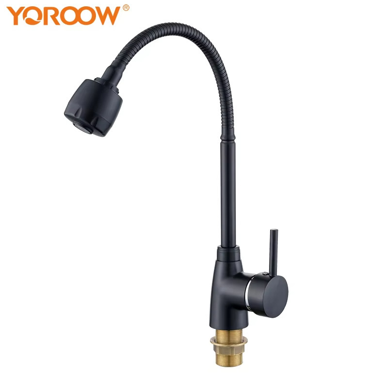 Saudi Export Black Kitchen Sink Faucet Single Hole Single Handle Hot and Cold Pull Out Zinc Body Faucet Origin Supply