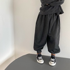 GL-kids韓版春季新品兒童運動休閒褲 男女寶中性水洗腔調束口長褲