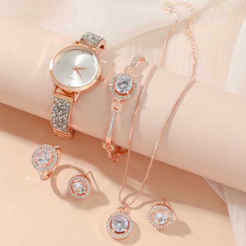 A09360 Fashionable diamond starry sky trendy and personalized ladies quartz watch set 5pcs/set
